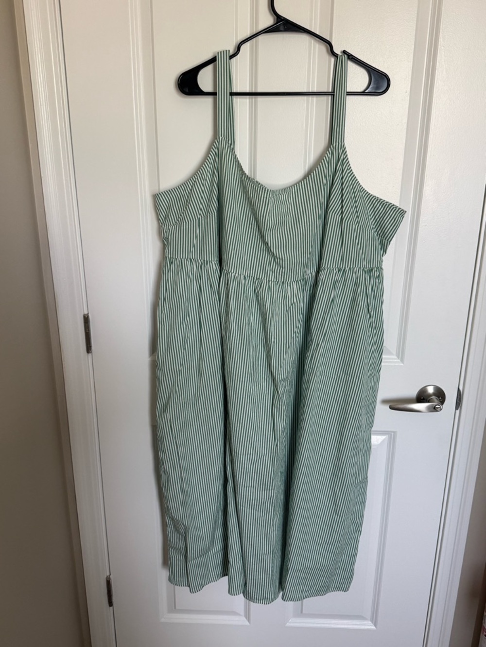 Ava & Viv Green and White Striped Midi Dress